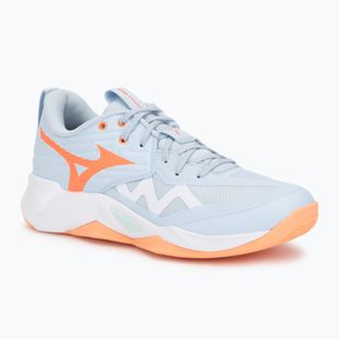 Women's volleyball shoes Mizuno Wave Momentum Pro blue finch/lava orange/flamingo coral