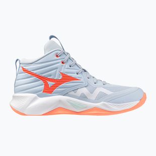 Women's volleyball shoes Mizuno Wave Momentum Pro Mid blue finch/lava orange/flamingo coral