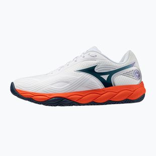Men's tennis shoes Mizuno Wave Enforce Court 2 AC white/insignia blue/orange