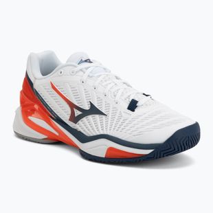 Men's tennis shoes Mizuno Neo Ace AC white/insignia blue/orange