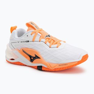 Handball shoes Mizuno Wave Stealth Neo 2.1 white/black/flamingo coral