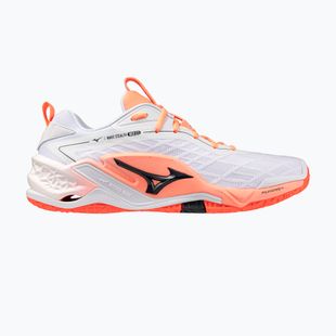 Handball shoes Mizuno Wave Stealth Neo 2.1 white/black/flamingo coral