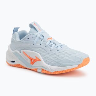 Women's handball shoes Mizuno Wave Stealth Neo 2.1 blue finch/lava orange/white