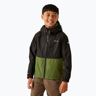 REGATTA Hanleigh II children's rain jacket black/nephrite green/grenoble green