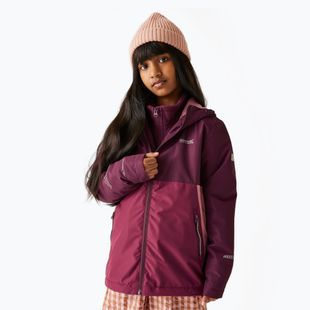 Children's wind jacket REGATTA Hillain Warm fig/dark pimento/dusty rose