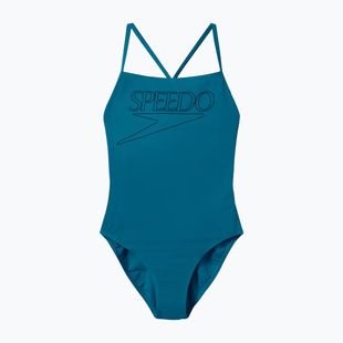 Women's one-piece swimming costume Speedo Endurance+ Logo Thin Strap teal abyss
