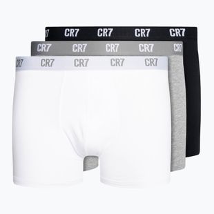 Men's CR7 Basic Trunk boxer shorts 3 pairs white/grey melange/black