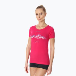 Women's thermal T-shirt Brubeck Outdoor Merino Wool Pro raspberry/mountain 1