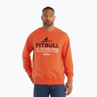 Men's Pitbull Surfing Dog Crewneck Sweatshirt bright salmon