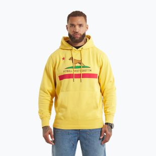 Men's sweatshirt Pitbull California Flag Hooded Sweatshirt washed yellow