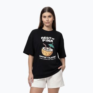 Women's T-shirt Pitbull Rest In Pink Oversize black