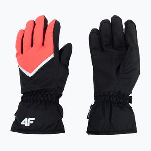 Children's ski gloves 4F black and red 4FJAW22AFGLF039