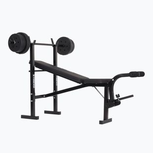 XTREXO BenchFit Lite training bench with stand and barbell black