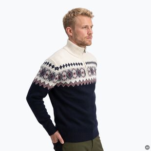 Men's sweater Woolcano SWT1091 Granatowy/Kremowy