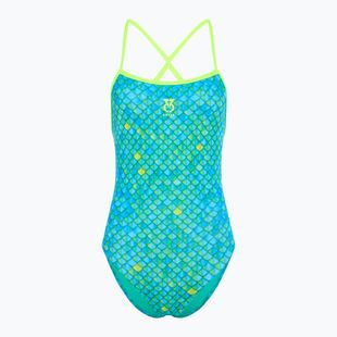 SWEEP Aqua Hippos women's one-piece swimsuit blue/yellow/green