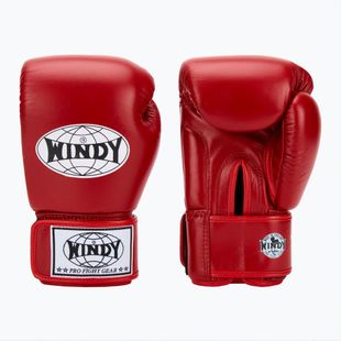 Boxing gloves WINDY Classic Genuine Leather red