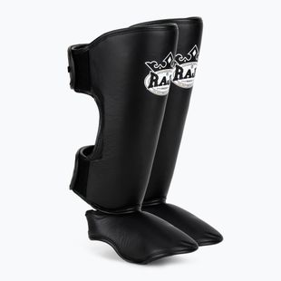 Tibia and foot protectors RAJA BOXING Lightweight Shin Guards Genuine Leather black