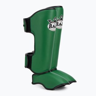 Tibia and foot protectors RAJA BOXING Lightweight Shin Guards Genuine Leather dark green