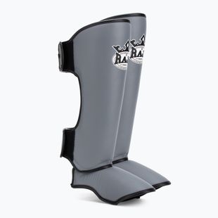Tibia and foot protectors RAJA BOXING Lightweight Shin Guards Genuine Leather grey