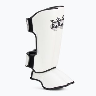 Tibia and foot protectors RAJA BOXING Lightweight Shin Guards Genuine Leather white