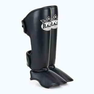 Tibia and foot protectors RAJA BOXING Lightweight Shin Guards Semi Leather black