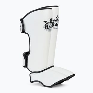 Tibia and foot protectors RAJA BOXING Lightweight Shin Guards Semi Leather white