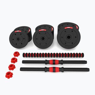 HMS SGP20 20kg black/red dumbbell set with barbell connection