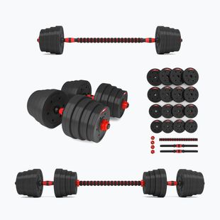 HMS SGP30 30kg black/red dumbbell set with barbell connection