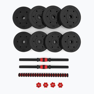 HMS SGP15 15kg black/red dumbbell set with barbell connection