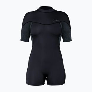 Women's swimming wetsuit Xcel Axis Back Zip Spring 2 mm black/palm/monstera print