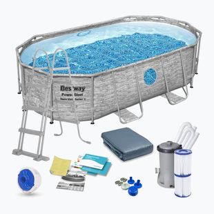 Bestway Power Steel Swim Vista Series Oval Pool Set 427 x 250 cm grey