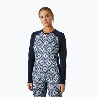 Women's thermal active sweatshirt Helly Hansen Lifa Merino Midweight Graphic Crew navy star pixel