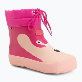 Children's wellington boots Viking Alv Barefoot Paw Print light pink/magenta