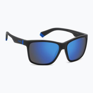 Polaroid PLD 8057/S matte black/blue mirror polarised children's sunglasses