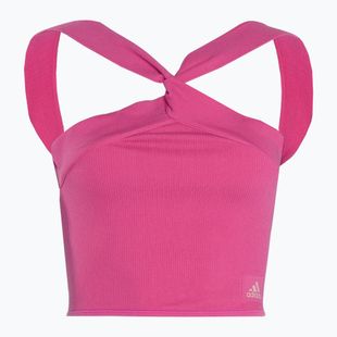Women's adidas Ribbed Active Seamless Halter Bralette 3D semi lucid fuchsia top