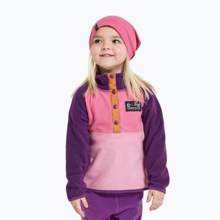 Didriksons Monte Half Button children's fleece sweatshirt light heather pink