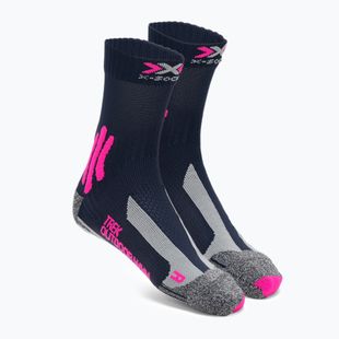 Women's trekking socks X-Socks Trek Outdoor midnight blue/pink/lt grey melange