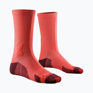 Men's socks X-Socks Trailrun Discover Crew fluo red/namib red