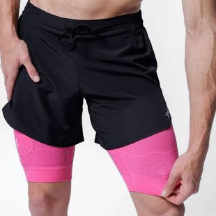Men's X-Bionic Efektor 2in1 x black/neo pink running shorts