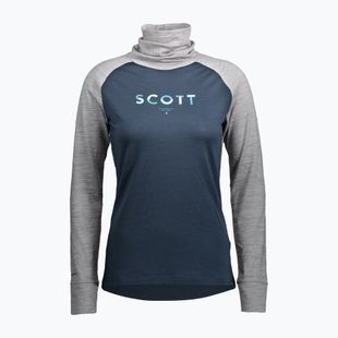 Women's SCOTT Defend Merino High Neck thermal longsleeve light grey melange/dark blue