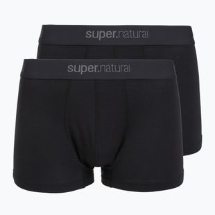 Men's thermal boxer briefs super.natural Tundra 175 2 pairs jet black/jet black