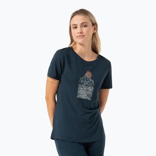 Women's T-shirt super.natural Preikestolen Cliffs Tee blueberry/feather grey/copper