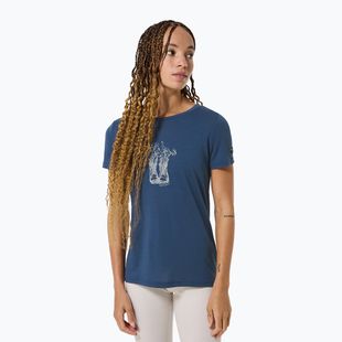 Women's T-shirt super.natural Flower Boots Tee ocean blue/feather grey