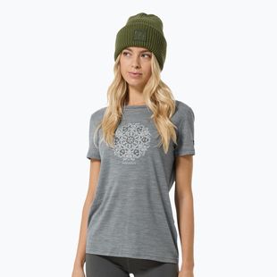 Women's T-shirt super.natural Ornament Tee cashmere grey melange/leaf melange/white stone