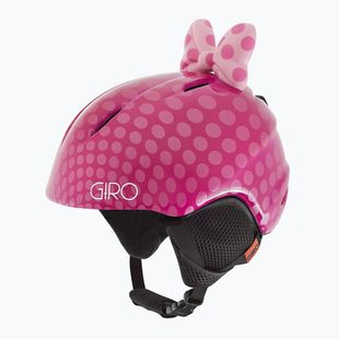Giro Launch Plus pink bow polka dots children's ski helmet
