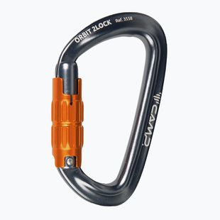 Climbing carabiner CAMP Orbit 2Lock gun metal/orange