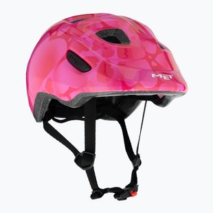 MET children's bicycle helmet Hooray pink hearts glossy