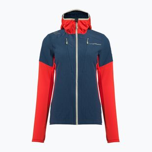 Women's La Sportiva Session Tech Hoody storm blue/cherry tomato trekking sweatshirt
