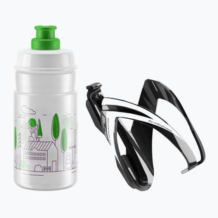 Elite CEO Jet bike kit basket + bidon 350ml black glossy/white graphics/clear/logo green