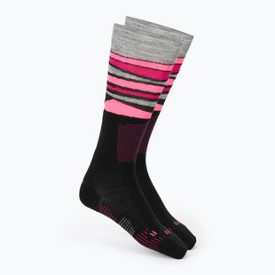 Women's ski socks Mico Light Weight Superthermo Natural Merino Ski nero/fucsia fluo